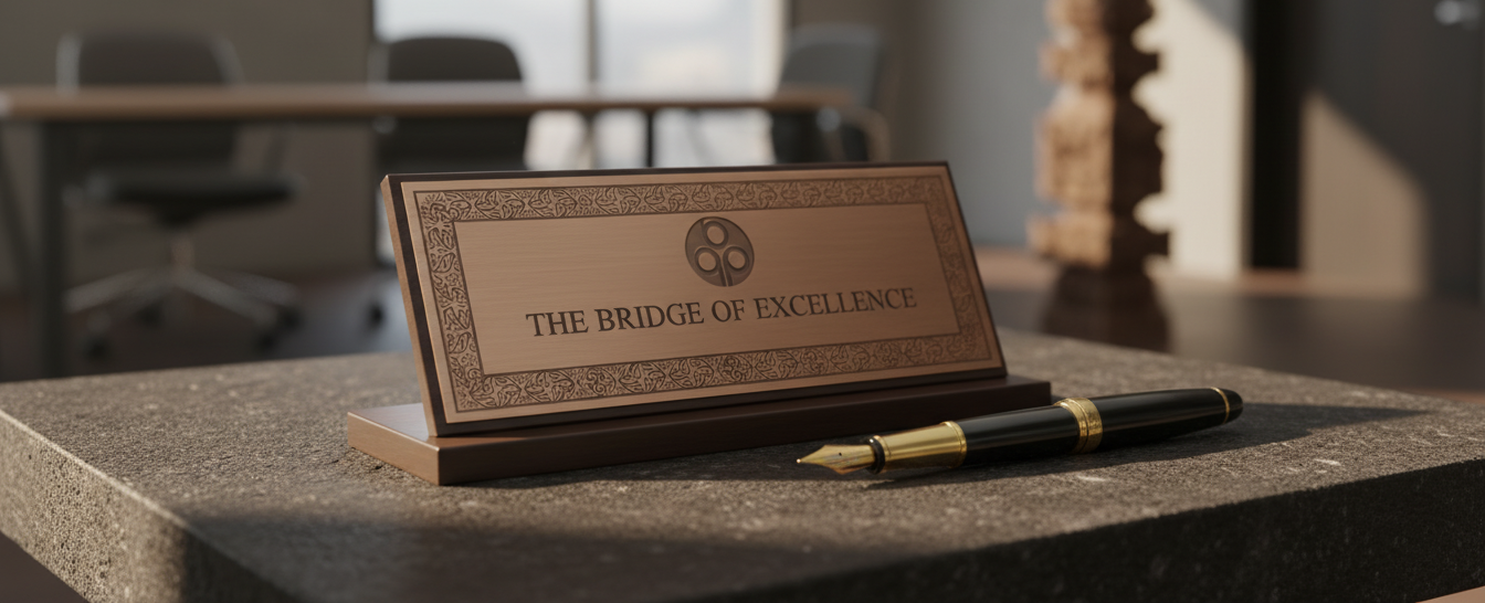 The Bridge of Excellence Teak Plaque